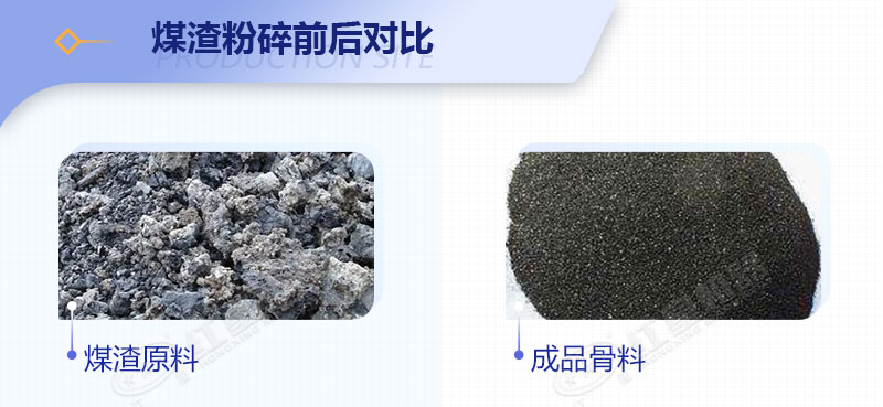 煤渣粉碎前后對(duì)比圖